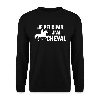 Je Peux Pas J'ai Cheval Équitation Poney Jument - Sweat-shirt Unisexe - noir - Devant - Alina (178cm) & Michal (187cm)