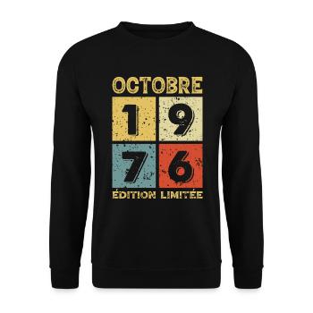 Anniversaire Vintage Idée Cadeau Octobre 1976 - Sweat-shirt Unisexe - noir - Devant - Alina (178cm) & Michal (187cm)