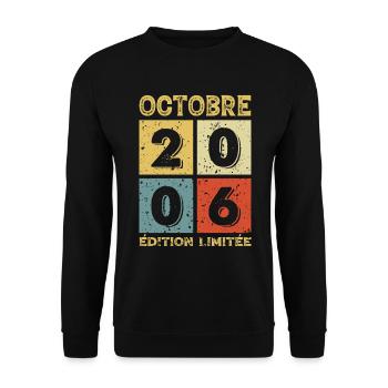Anniversaire Vintage Idée Cadeau Octobre 2006 - Sweat-shirt Unisexe - noir - Devant - Alina (178cm) & Michal (187cm)
