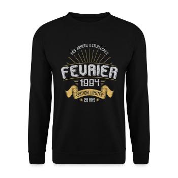 Des Années D'excellence Février 1994 29 Ans - Sweat-shirt Unisexe - noir - Devant - Alina (178cm) & Michal (187cm)