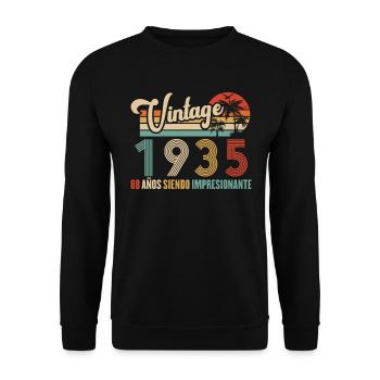 Vintage 1935 Anniversaire 88 ans D'être Awesome - Sweat-shirt Unisexe - noir - Devant - Alina (178cm) & Michal (187cm)