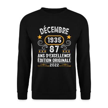 Anniversaire Vintage Idée Cadeau Décembre 1935 87 - Sweat-shirt Unisexe - noir - Devant - Alina (178cm) & Michal (187cm)