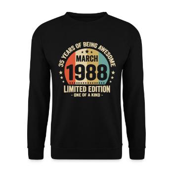 Anniversaire Vintage Idée Cadeau Mars 35 - Sweat-shirt Unisexe - noir - Devant - Alina (178cm) & Michal (187cm)