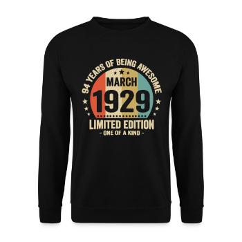 Anniversaire Vintage Idée Cadeau Mars 94 - Sweat-shirt Unisexe - noir - Devant - Alina (178cm) & Michal (187cm)
