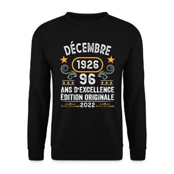 Anniversaire Vintage Idée Cadeau Décembre 1926 96 - Sweat-shirt Unisexe - noir - Devant - Alina (178cm) & Michal (187cm)