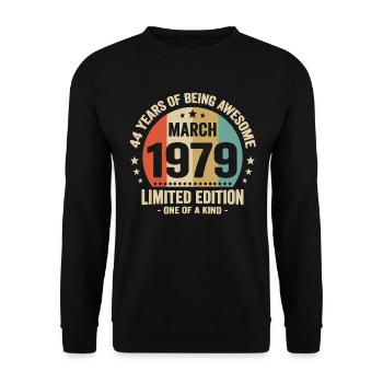 Anniversaire Vintage Idée Cadeau Mars 44 - Sweat-shirt Unisexe - noir - Devant - Alina (178cm) & Michal (187cm)