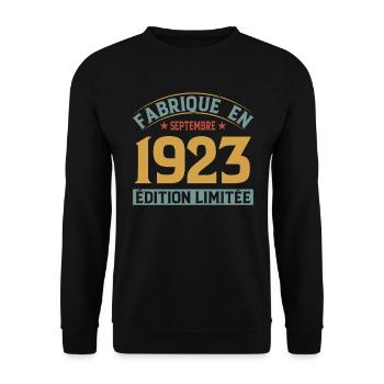 Fabriqué En Septembre 1923 Édition Limitée - Sweat-shirt Unisexe - noir - Devant - Alina (178cm) & Michal (187cm)