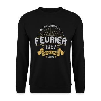 Des Années D'excellence Février 1967 56 Ans - Sweat-shirt Unisexe - noir - Devant - Alina (178cm) & Michal (187cm)