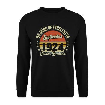 98 Ans D'excellence Septembre 1924 Édition Limitée - Sweat-shirt Unisexe - noir - Devant - Alina (178cm) & Michal (187cm)