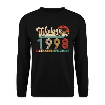 Anniversaire Vintage Idée Cadeau D Anniversaire 25 - Sweat-shirt Unisexe - noir - Devant - Alina (178cm) & Michal (187cm)