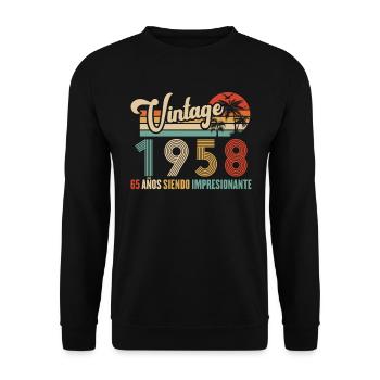 Anniversaire Vintage Idée Cadeau D Anniversaire 65 - Sweat-shirt Unisexe - noir - Devant - Alina (178cm) & Michal (187cm)