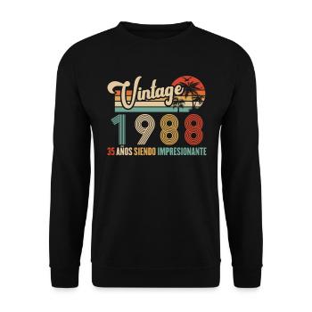Anniversaire Vintage Idée Cadeau D Anniversaire 35 - Sweat-shirt Unisexe - noir - Devant - Alina (178cm) & Michal (187cm)