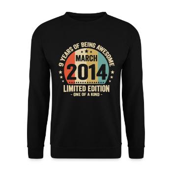 Anniversaire Vintage Idée Cadeau Mars 9 - Sweat-shirt Unisexe - noir - Devant - Alina (178cm) & Michal (187cm)