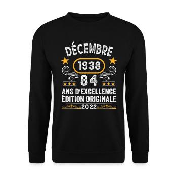 Anniversaire Vintage Idée Cadeau Décembre 1938 84 - Sweat-shirt Unisexe - noir - Devant - Alina (178cm) & Michal (187cm)