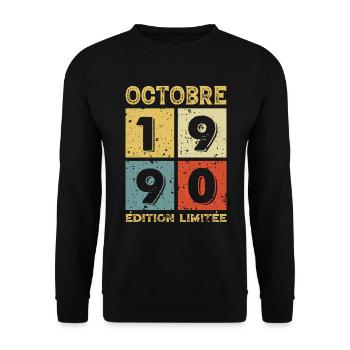 Anniversaire Vintage Idée Cadeau Octobre 1990 - Sweat-shirt Unisexe - noir - Devant - Alina (178cm) & Michal (187cm)