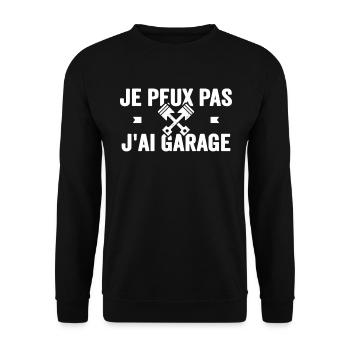 Je Peux Pas J'ai Garage Voiture Garagiste Atelier - Sweat-shirt Unisexe - noir - Devant - Alina (178cm) & Michal (187cm)