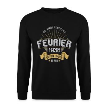 Des Années D'excellence Février 1938 85 Ans - Sweat-shirt Unisexe - noir - Devant - Alina (178cm) & Michal (187cm)