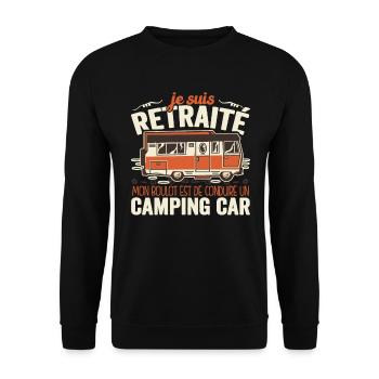Je Suis Un Retraité Avec Un Camping Car - Sweat-shirt Unisexe - noir - Devant - Alina (178cm) & Michal (187cm)