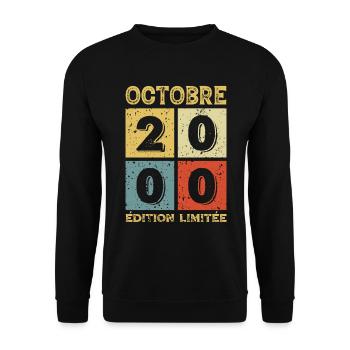 Anniversaire Vintage Idée Cadeau Octobre 2000 - Sweat-shirt Unisexe - noir - Devant - Alina (178cm) & Michal (187cm)