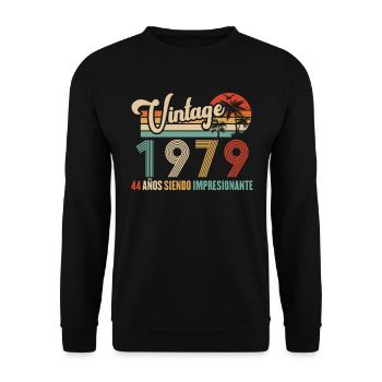 Anniversaire Vintage Idée Cadeau D Anniversaire 44 - Sweat-shirt Unisexe - noir - Devant - Alina (178cm) & Michal (187cm)