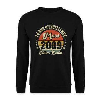 14 Ans D'excellence Mars 2009 Édition Limitée - Sweat-shirt Unisexe - noir - Devant - Alina (178cm) & Michal (187cm)