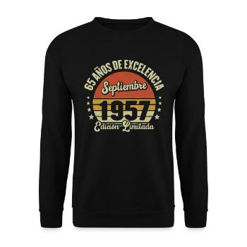 65 Ans D'excellence Septembre 1957 Édition Limitée - Sweat-shirt Unisexe - noir - Devant - Alina (178cm) & Michal (187cm)