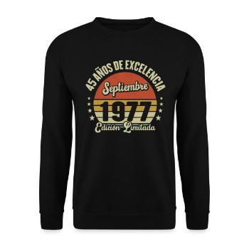 45 Ans D'excellence Septembre 1977 Édition Limitée - Sweat-shirt Unisexe - noir - Devant - Alina (178cm) & Michal (187cm)
