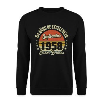 64 Ans D'excellence Septembre 1958 Édition Limitée - Sweat-shirt Unisexe - noir - Devant - Alina (178cm) & Michal (187cm)