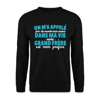 Grand-frère Est Nom Préféré - Sweat-shirt Unisexe - noir - Devant - Alina (178cm) & Michal (187cm)