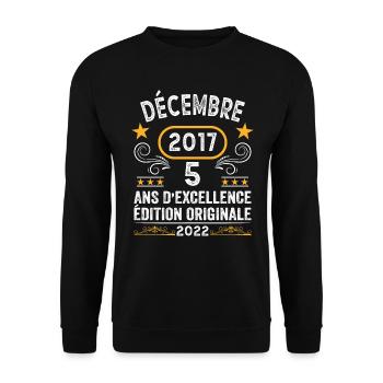 Anniversaire Vintage Idée Cadeau Décembre 2017 5 - Sweat-shirt Unisexe - noir - Devant - Alina (178cm) & Michal (187cm)