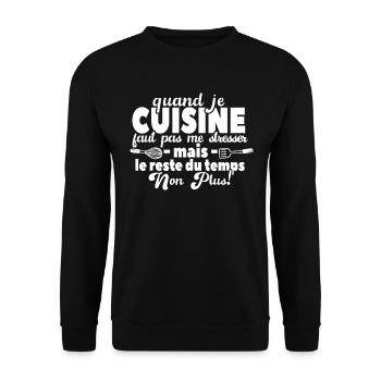 Quand Je Cuisine Faut Pas Me Stresser - Sweat-shirt Unisexe - noir - Devant - Alina (178cm) & Michal (187cm)