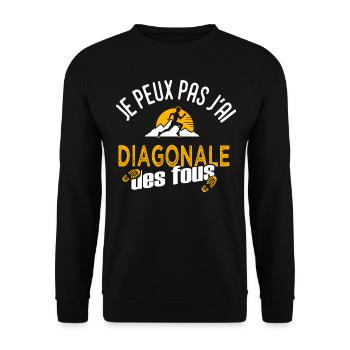 je peux pas j ai trail diagonale des fous run - Sweat-shirt Unisexe - noir - Devant - Alina (178cm) & Michal (187cm)