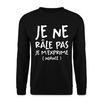 Je Ne Râle Pas Je M'exprime - Sweat-shirt Unisexe - noir - Devant - Alina (178cm) & Michal (187cm)