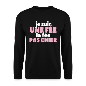 Je Suis Une Fée La Fée Pas Chier - Sweat-shirt Unisexe - noir - Devant - Alina (178cm) & Michal (187cm)