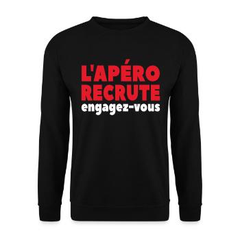 L'apéro Recrute Engagez-vous - Sweat-shirt Unisexe - noir - Devant - Alina (178cm) & Michal (187cm)