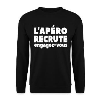L'apéro Recrute Engagez-vous - Sweat-shirt Unisexe - noir - Devant - Alina (178cm) & Michal (187cm)