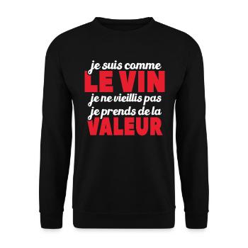 Je Suis Comme Le Vin - Sweat-shirt Unisexe - noir - Devant - Alina (178cm) & Michal (187cm)