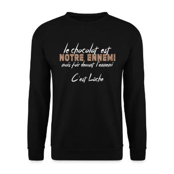 Le Chocolat Est Notre Ennemi - Sweat-shirt Unisexe - noir - Devant - Alina (178cm) & Michal (187cm)