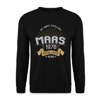 Mars 1978 45 Ans Anniversaire Vintage Idée Cadeau - Sweat-shirt Unisexe - noir - Devant - Alina (178cm) & Michal (187cm)