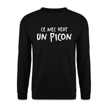 Ce Mec Veut Un Picon - Sweat-shirt Unisexe - noir - Devant - Alina (178cm) & Michal (187cm)