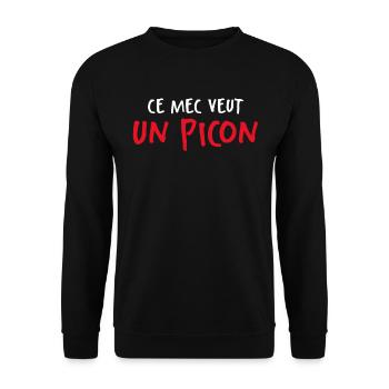 Ce Mec Veut Un Picon - Sweat-shirt Unisexe - noir - Devant - Alina (178cm) & Michal (187cm)