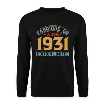 Fabriqué En Octobre 1931 Édition Limitée - Sweat-shirt Unisexe - noir - Devant - Alina (178cm) & Michal (187cm)