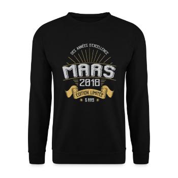 Mars 2018 5 Ans Anniversaire Vintage Idée Cadeau - Sweat-shirt Unisexe - noir - Devant - Alina (178cm) & Michal (187cm)