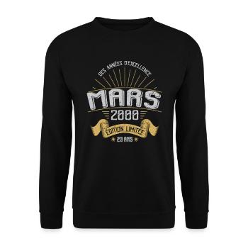 Mars 2000 23 Ans Anniversaire Vintage Idée Cadeau - Sweat-shirt Unisexe - noir - Devant - Alina (178cm) & Michal (187cm)