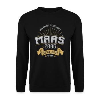Mars 2006 17 Ans Anniversaire Vintage Idée Cadeau - Sweat-shirt Unisexe - noir - Devant - Alina (178cm) & Michal (187cm)
