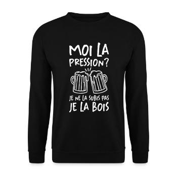 Moi La Pression Je Ne La Subis Pas Je La Bois - Sweat-shirt Unisexe - noir - Devant - Alina (178cm) & Michal (187cm)
