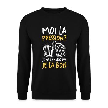 Moi La Pression Je Ne La Subis Pas Je La Bois - Sweat-shirt Unisexe - noir - Devant - Alina (178cm) & Michal (187cm)