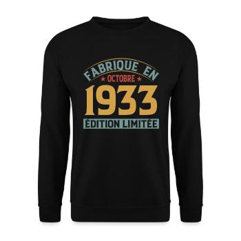 Fabriqué En Octobre 1933 Édition Limitée - Sweat-shirt Unisexe - noir - Devant - Alina (178cm) & Michal (187cm)