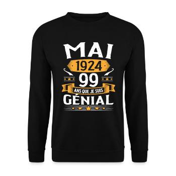 Mai 1924 99 Ans Que Je Suis Génial Anniversaire - Sweat-shirt Unisexe - noir - Devant - Alina (178cm) & Michal (187cm)