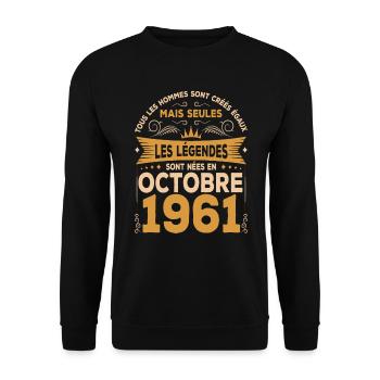 Les Légendes Sont Nées En Octobre 1961 - Sweat-shirt Unisexe - noir - Devant - Alina (178cm) & Michal (187cm)